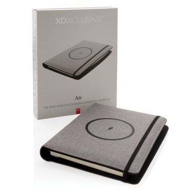 Logo trade corporate gifts image of: Air 5W wireless charging notebook with 5000mAh powerbank