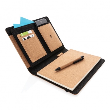 Logo trade promotional products image of: Deluxe cork portfolio A5 with pen