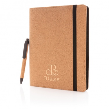 Logo trade advertising product photo of: Deluxe cork portfolio A5 with pen