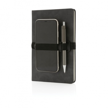 Logotrade promotional giveaway picture of: Deluxe hardcover PU notebook A5 with phone and pen holder