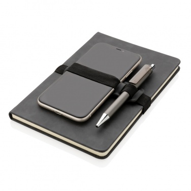 Logo trade promotional gifts picture of: Deluxe hardcover PU notebook A5 with phone and pen holder