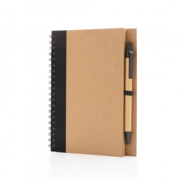 Logo trade promotional item photo of: Kraft spiral notebook with pen