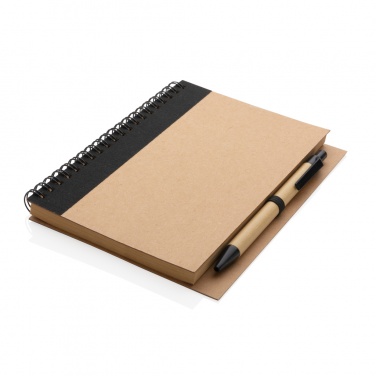 Logo trade promotional merchandise image of: Kraft spiral notebook with pen