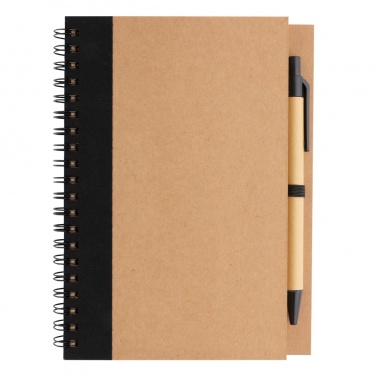 Logo trade promotional product photo of: Kraft spiral notebook with pen