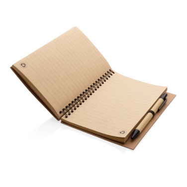 Logo trade promotional items picture of: Kraft spiral notebook with pen