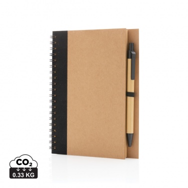 Logo trade promotional giveaways image of: Kraft spiral notebook with pen