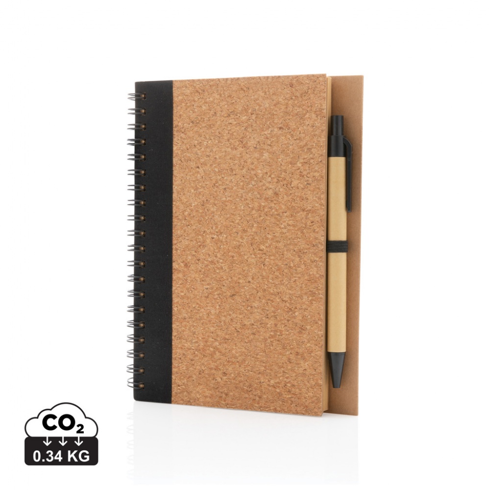 Logo trade promotional gifts picture of: Cork spiral notebook with pen