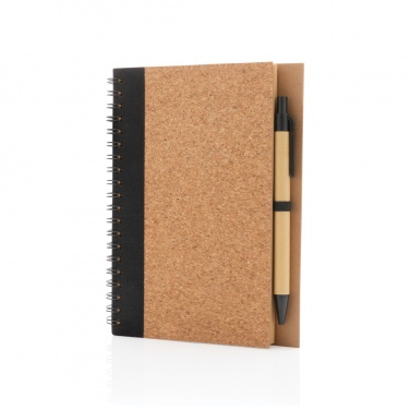 Logo trade promotional gift photo of: Cork spiral notebook with pen