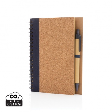 Logo trade business gifts image of: Cork spiral notebook with pen