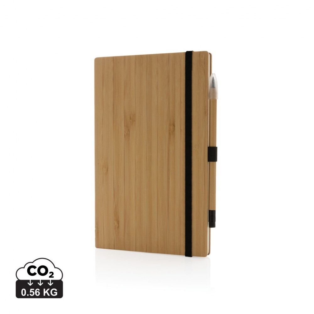 Logo trade promotional item photo of: Bamboo notebook and infinity pencil set