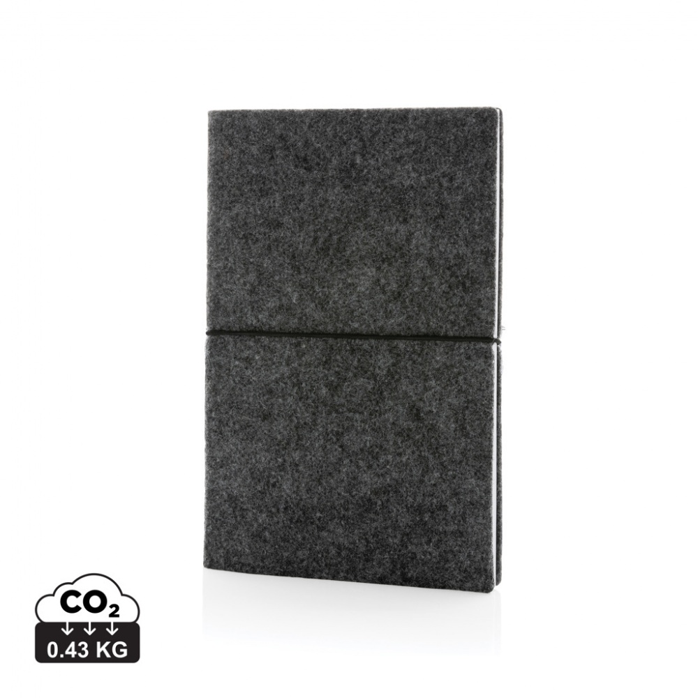 Logo trade business gifts image of: GRS certified recycled felt A5 softcover notebook