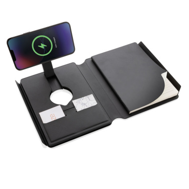 Logotrade corporate gift image of: Swiss Peak RCS rePU notebook with 2-in-1 wireless charger