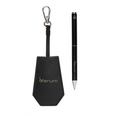 Logo trade corporate gifts image of: SP Tula RCS certified recycled PU key holder and pen set