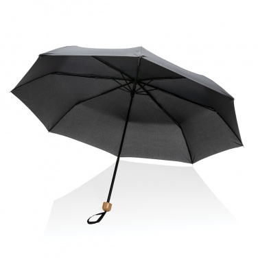 Logo trade corporate gifts image of: 20.5" Impact AWARE™ RPET 190T Pongee bamboo mini umbrella