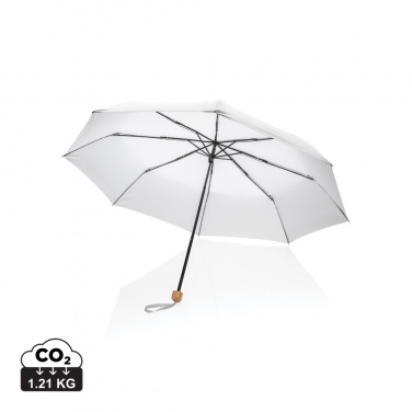 Logo trade corporate gifts image of: 20.5" Impact AWARE™ RPET 190T Pongee bamboo mini umbrella