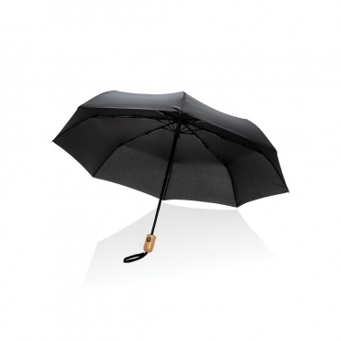 Logotrade promotional item image of: 21" Impact AWARE™ RPET 190T bamboo auto open/close umbrella