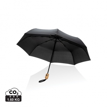 Logo trade promotional gift photo of: 21" Impact AWARE™ RPET 190T bamboo auto open/close umbrella