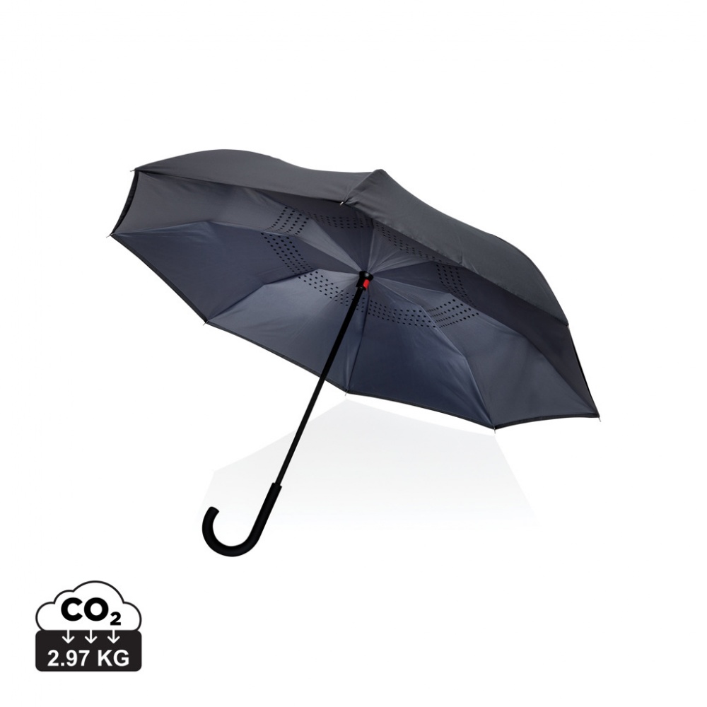 Logo trade corporate gift photo of: 23" Impact AWARE™ RPET 190T reversible umbrella