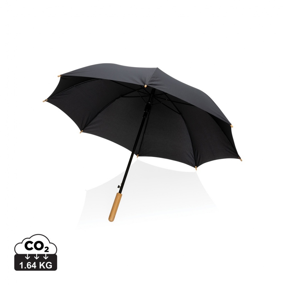 Logo trade corporate gifts picture of: 23" Impact AWARE™ RPET 190T auto open bamboo umbrella