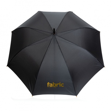 Logo trade business gifts image of: 27" Impact AWARE™ RPET 190T auto open bamboo umbrella