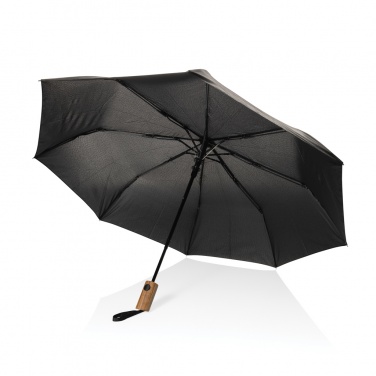 Logo trade advertising products picture of: Kaycey 21" AWARE™ RPET Acacia wood mini auto open umbrella