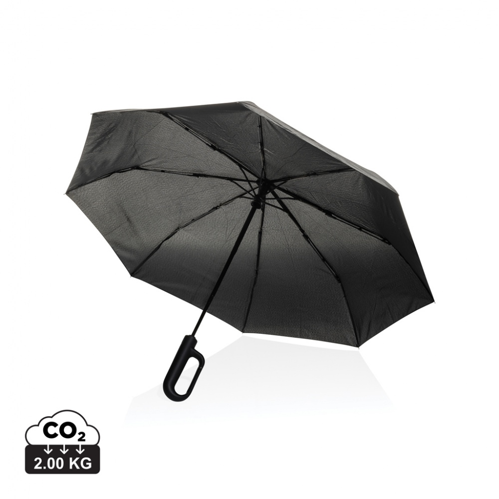 Logo trade promotional items image of: Yara 21" AWARE™ RPET solid colour umbrella with carabiner