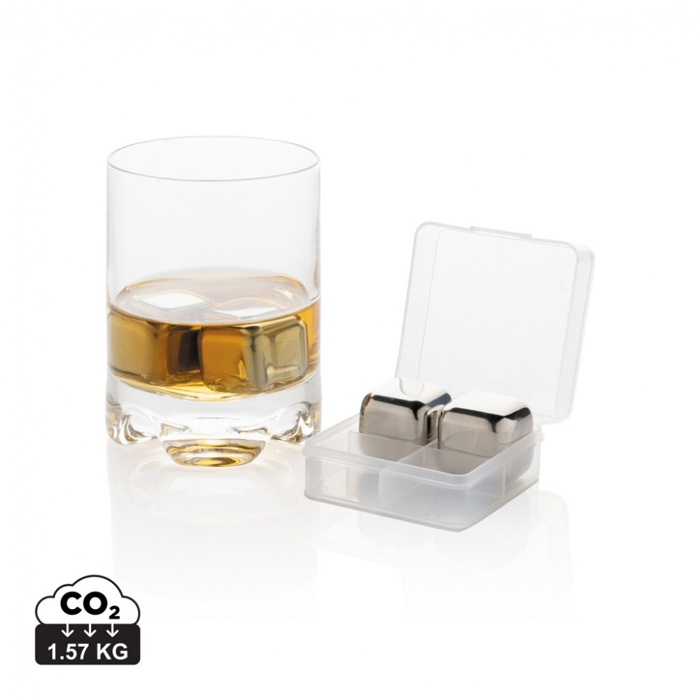 Logotrade promotional product image of: Re-usable stainless steel ice cubes 4pc