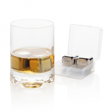 Logo trade business gifts image of: Re-usable stainless steel ice cubes 4pc