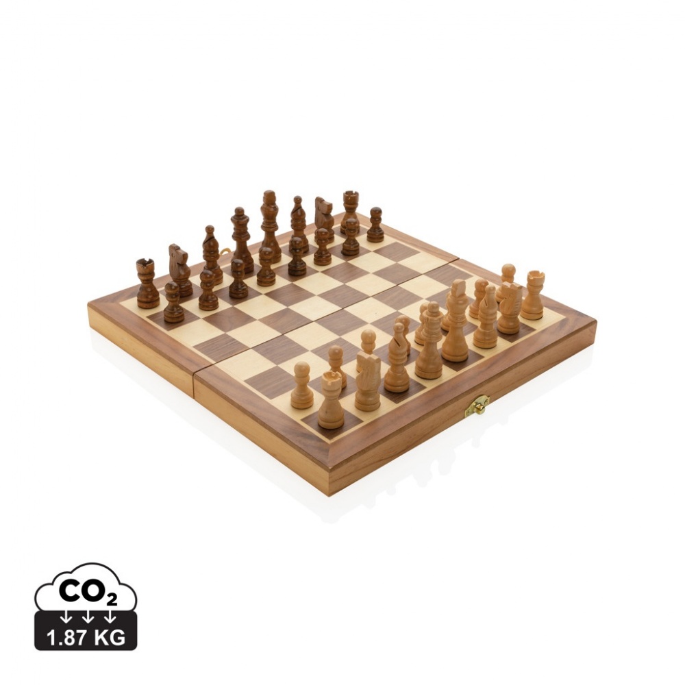 Logo trade promotional gift photo of: Luxury wooden foldable chess set