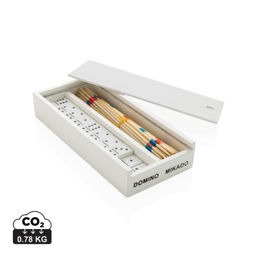 Logo trade promotional giveaways image of: Deluxe mikado/domino in wooden box