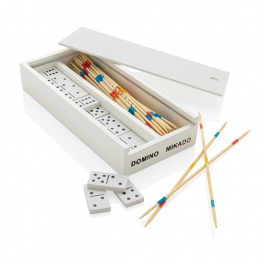 Logo trade promotional gift photo of: Deluxe mikado/domino in wooden box