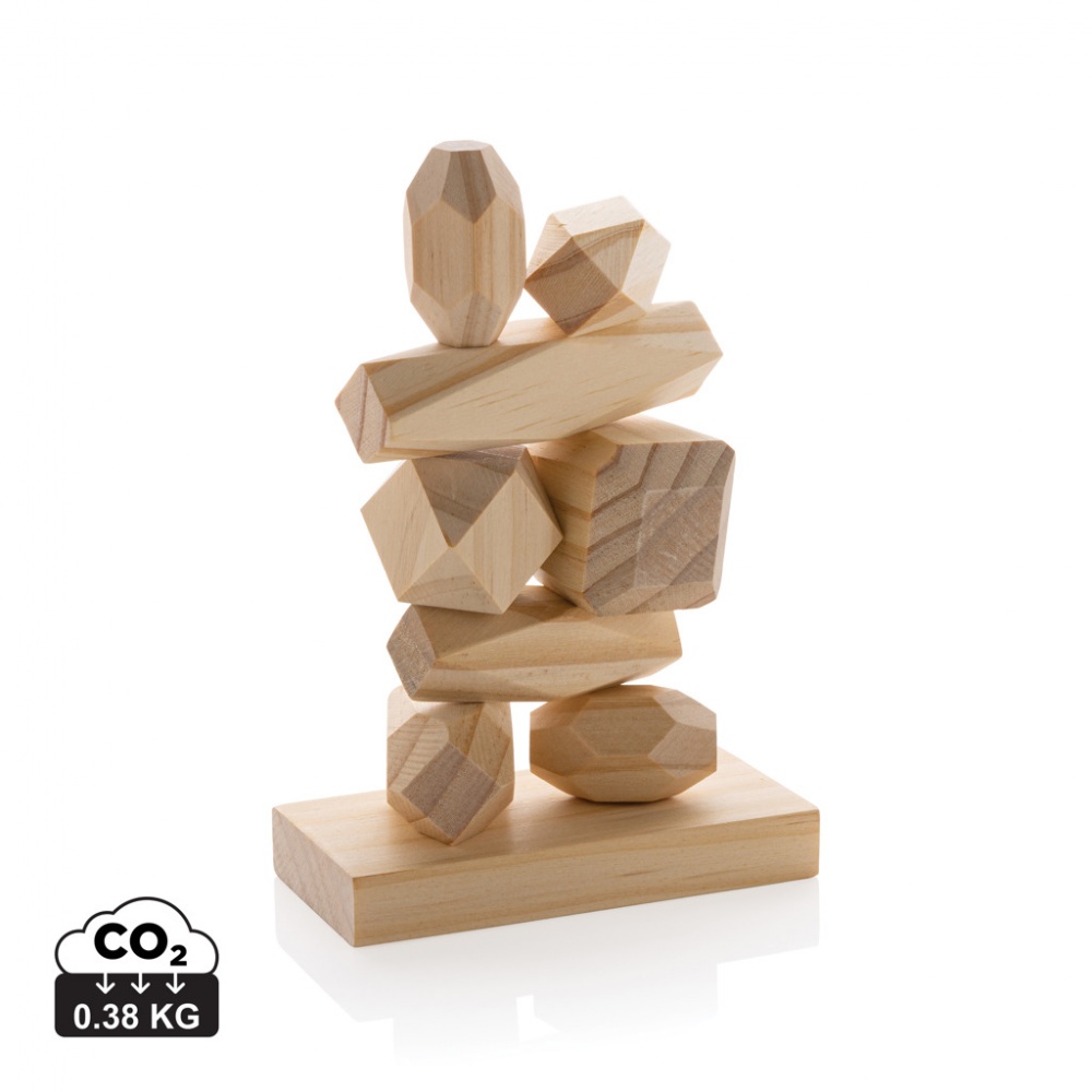 Logo trade promotional gift photo of: Ukiyo Crios wooden balancing rocks in pouch