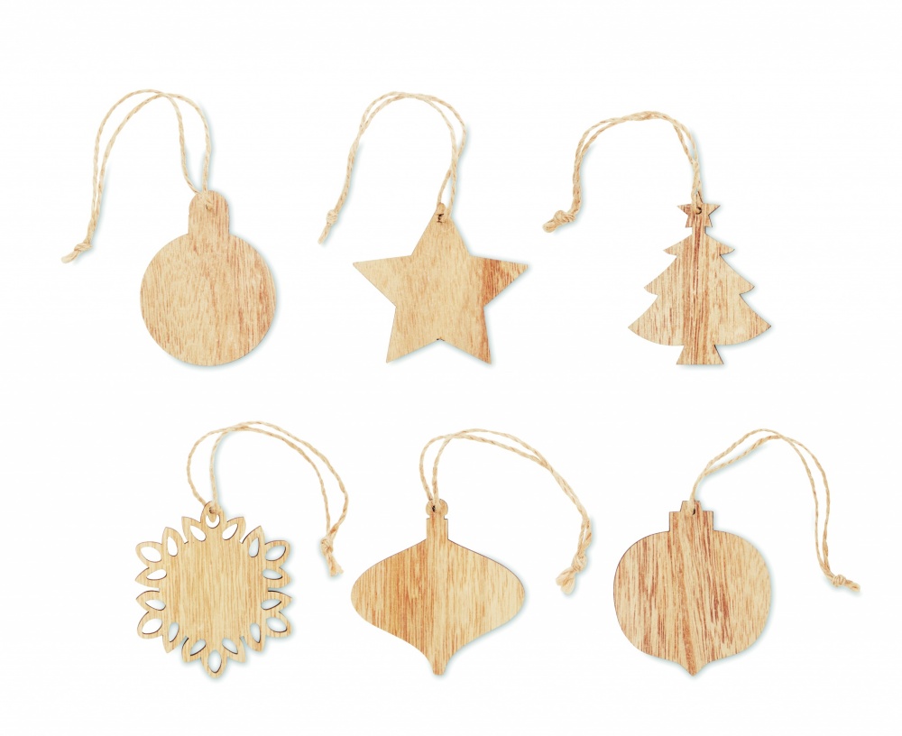 Logo trade promotional merchandise photo of: Set of wooden Xmas ornaments