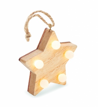 Logo trade promotional items picture of: Wooden weed star with lights