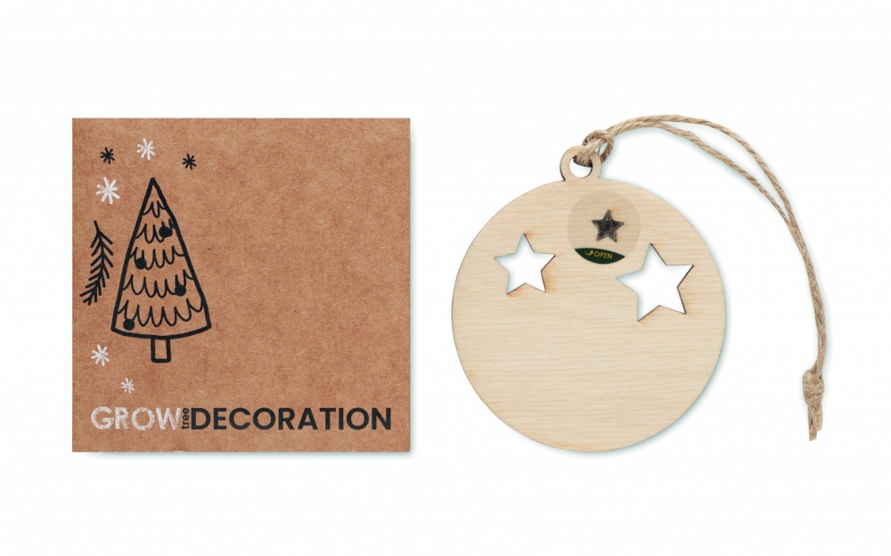 Logo trade advertising products picture of: Wooden bauble shape hanger