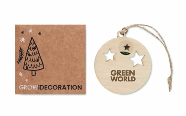 Logo trade promotional gifts picture of: Wooden bauble shape hanger