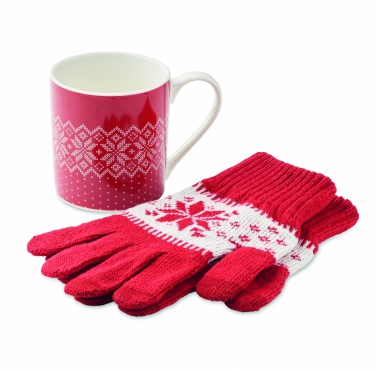 Logo trade promotional products image of: Winter gift mug and gloves set