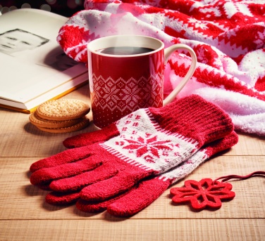 Logo trade promotional giveaway photo of: Winter gift mug and gloves set