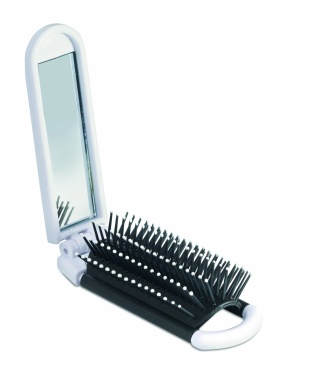 Logo trade advertising products image of: Foldable hairbrush with mirror