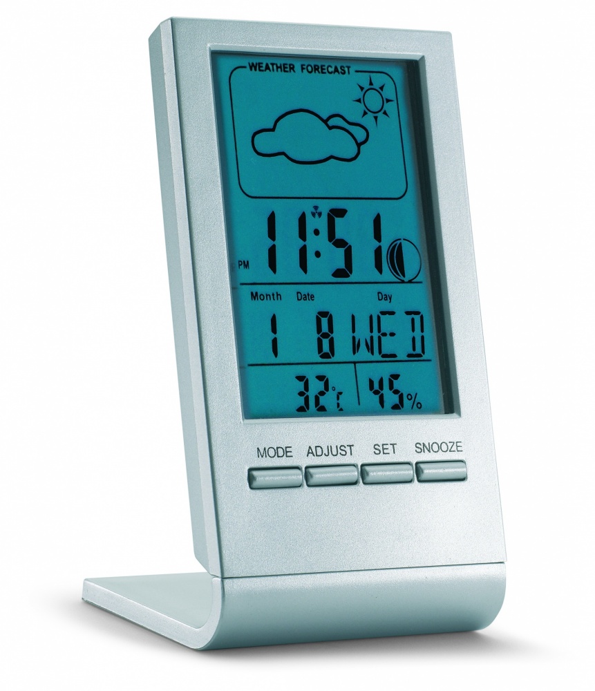 Logo trade promotional gift photo of: Weather station with blue LCD