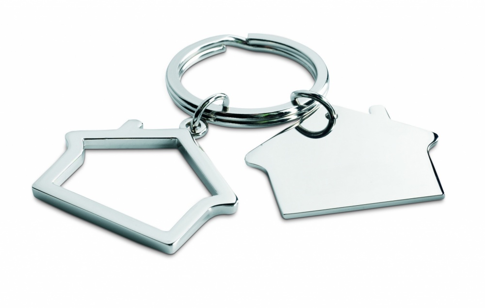 Logo trade promotional products image of: Metal key ring house shape