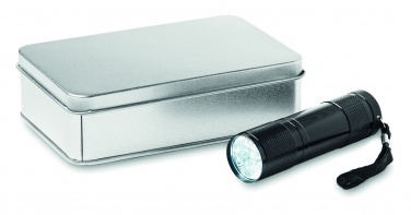 Logo trade business gift photo of: LED torch in tin box