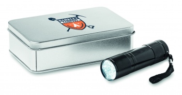 Logo trade promotional merchandise photo of: LED torch in tin box