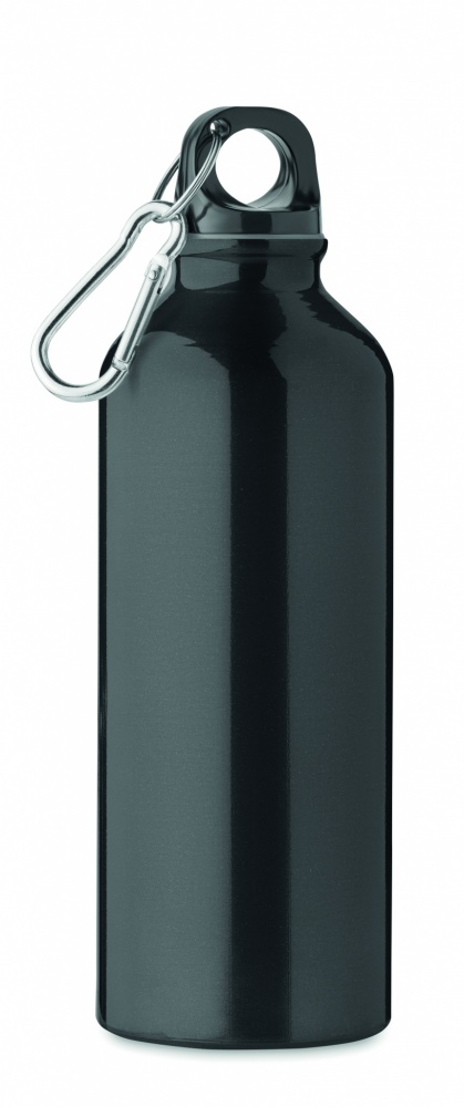 Logo trade promotional giveaway photo of: 500 ml single-walled water bottle made of recycled aluminum with a carabiner