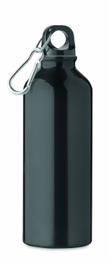 Logotrade promotional item picture of: 500 ml single-walled water bottle made of recycled aluminum with a carabiner