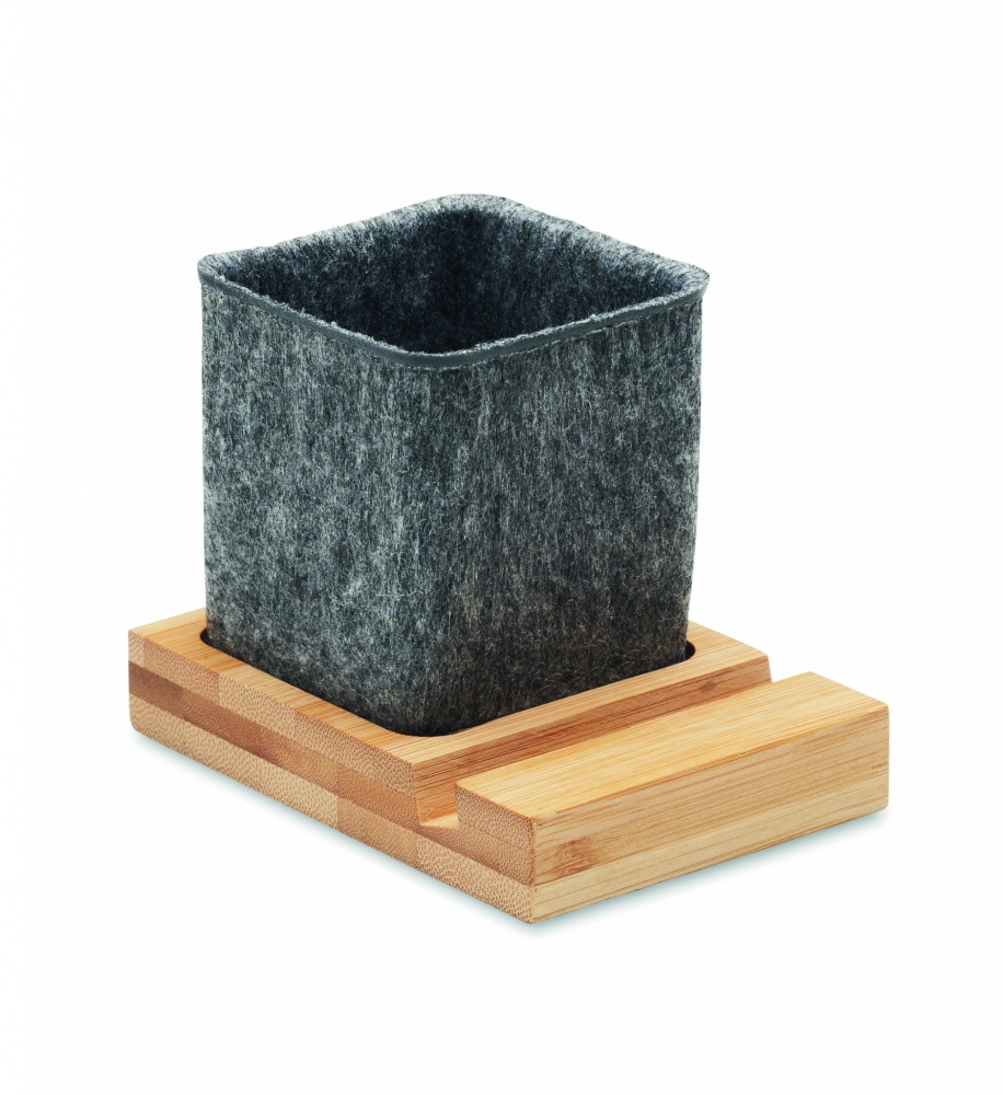 Logotrade promotional gift image of: RPET felt pen pot phone stand