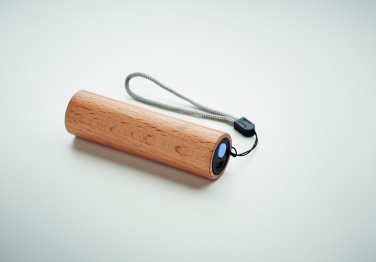 Logo trade promotional giveaways picture of: Beech wood rechargeable torch