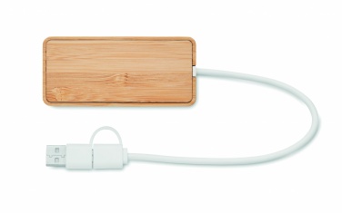 Logotrade business gift image of: Bamboo USB 3 ports hub