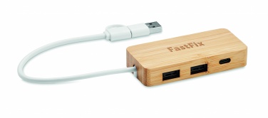 Logotrade promotional products photo of: Bamboo USB 3 ports hub