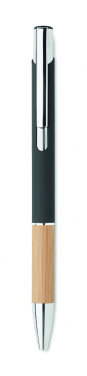 Logo trade corporate gift photo of: Ballpoint pen made of aluminum with a bamboo grip